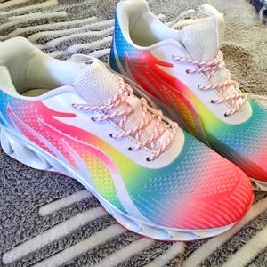 Womens size 9 walking shoes multi-colored